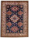 5x6 Navy and Ivory Kazak Tribal Rug