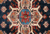 5x6 Navy and Ivory Kazak Tribal Rug