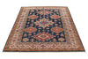 5x6 Navy and Ivory Kazak Tribal Rug