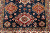 5x6 Navy and Ivory Kazak Tribal Rug