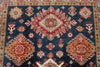 5x6 Navy and Ivory Kazak Tribal Rug