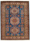 5x7 Navy and Ivory Kazak Tribal Rug