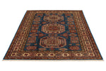 5x7 Navy and Ivory Kazak Tribal Rug