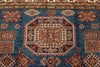 5x7 Navy and Ivory Kazak Tribal Rug