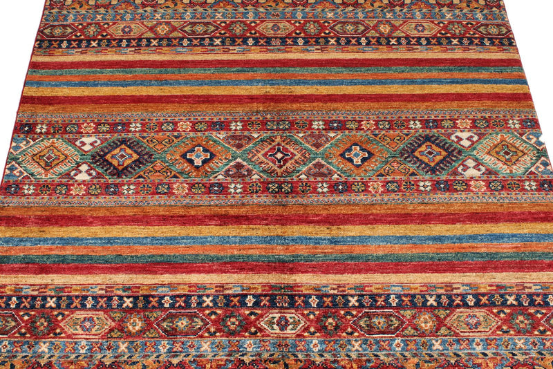 4x6 Red and Multicolor Tribal Rug