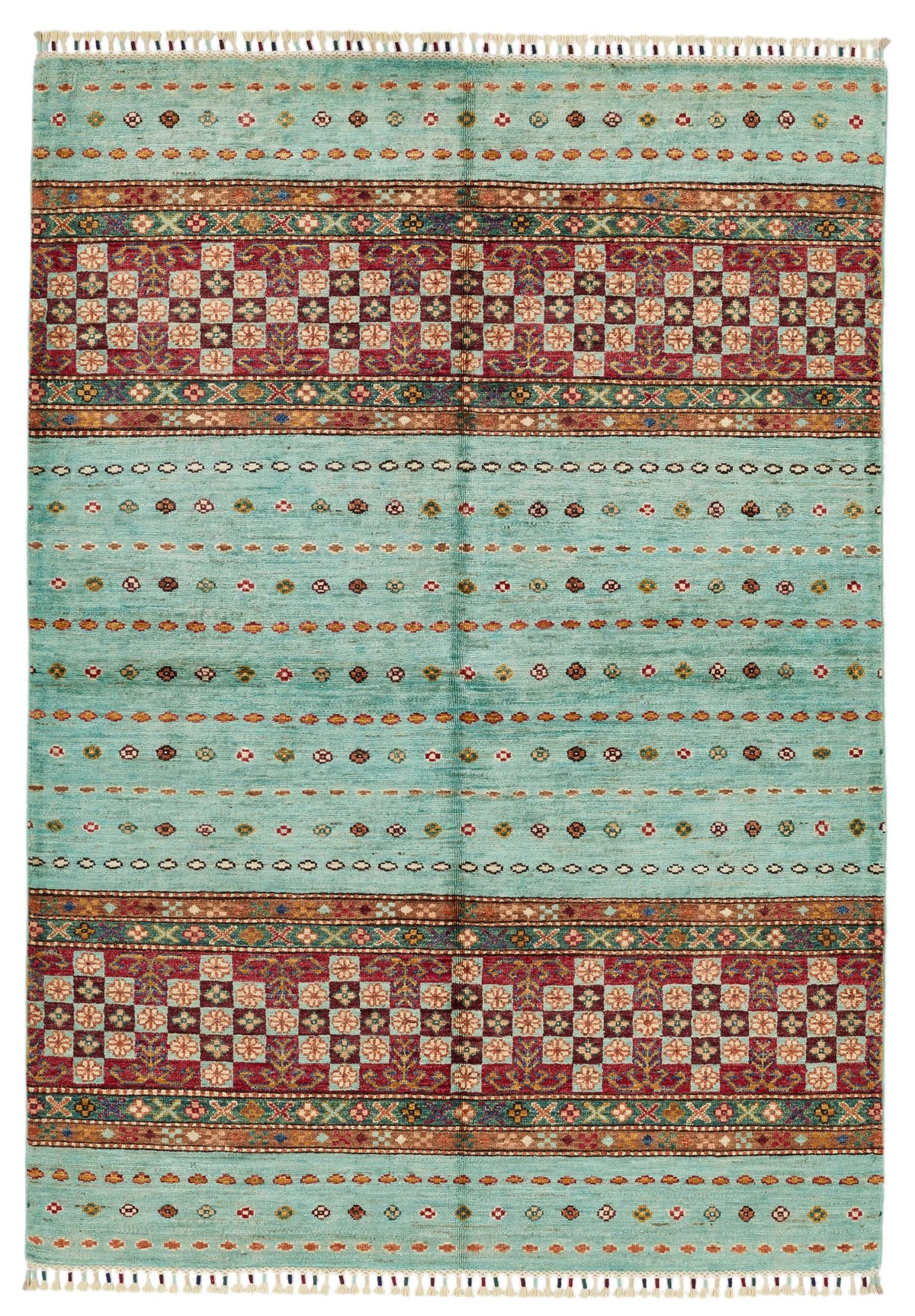 4x6 Blue and Multicolor Tribal Rug