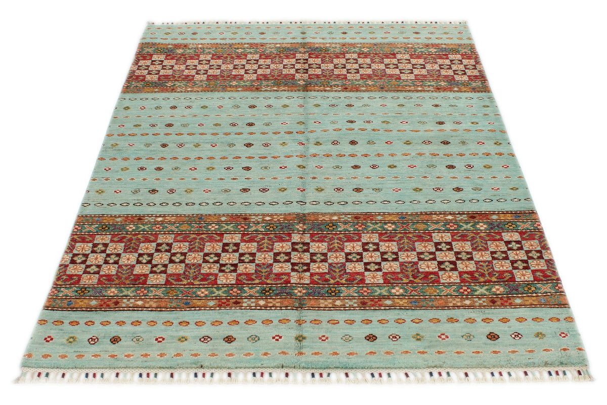 4x6 Blue and Multicolor Tribal Rug
