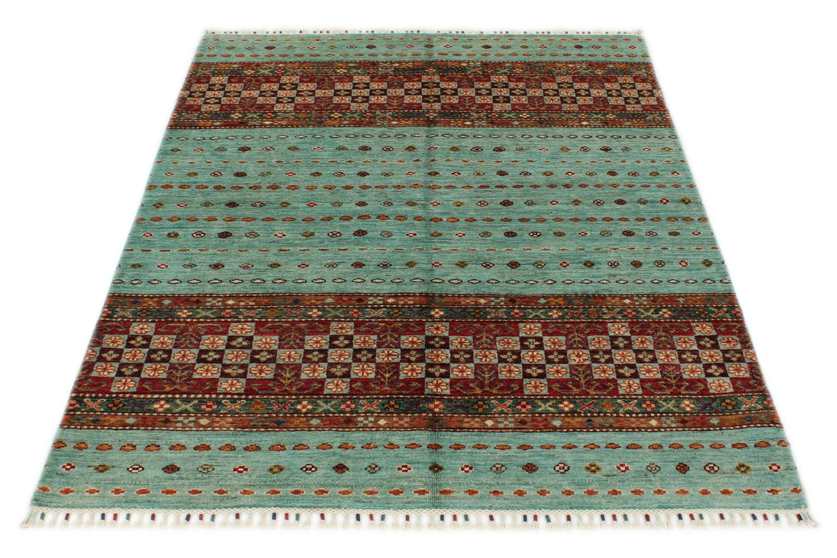 4x6 Blue and Multicolor Tribal Rug