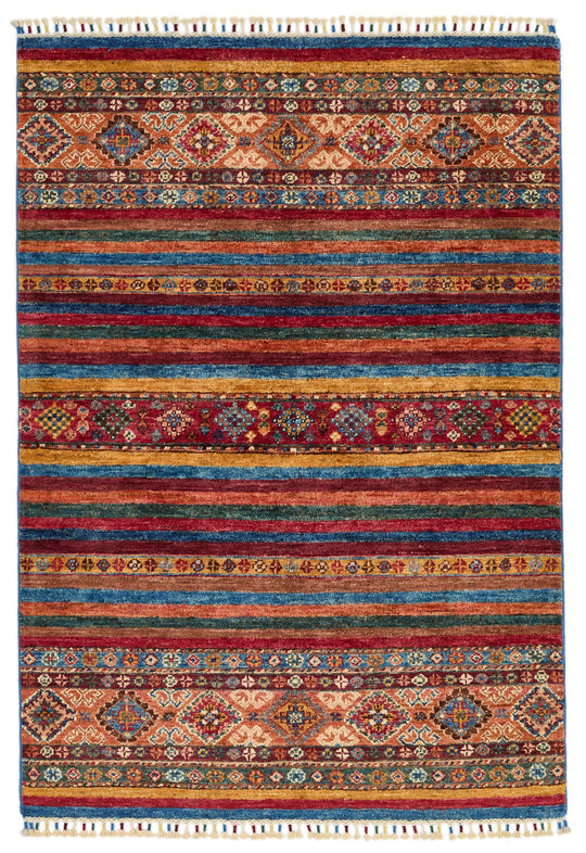 3x5 Blue and Multicolor Tribal Rug