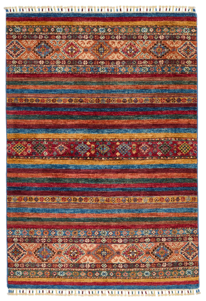 3x5 Blue and Multicolor Tribal Rug