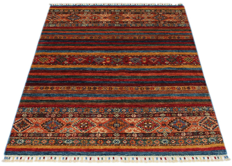 3x5 Blue and Multicolor Tribal Rug