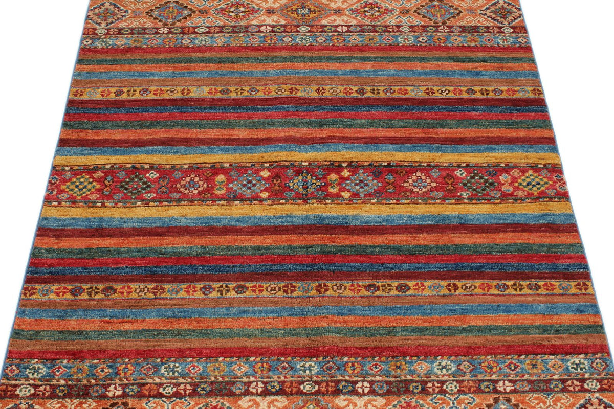 3x5 Blue and Multicolor Tribal Rug