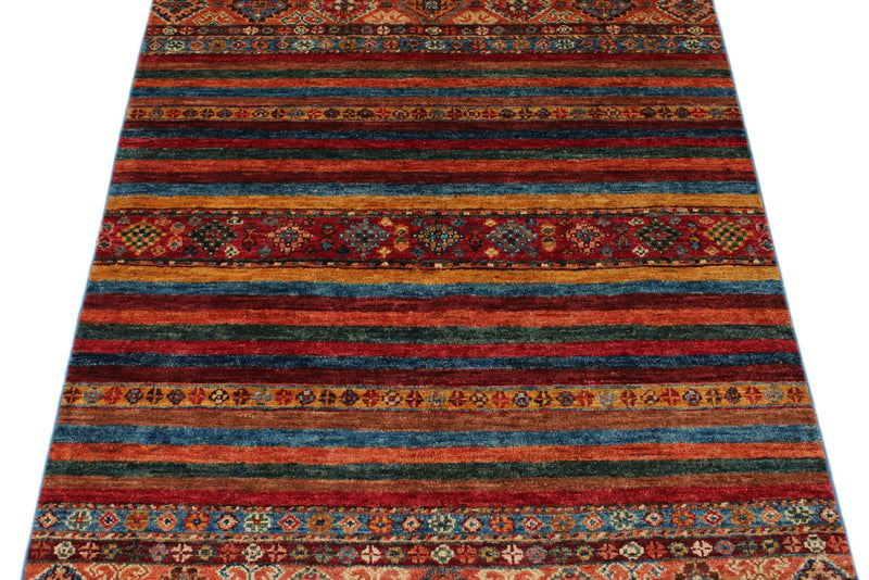3x5 Blue and Multicolor Tribal Rug