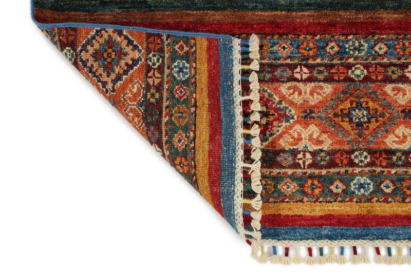 3x5 Blue and Multicolor Tribal Rug