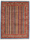 5x7 Multicolor and Blue Turkish Tribal Rug