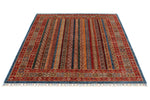 5x7 Multicolor and Blue Turkish Tribal Rug