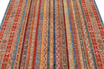 5x7 Multicolor and Blue Turkish Tribal Rug