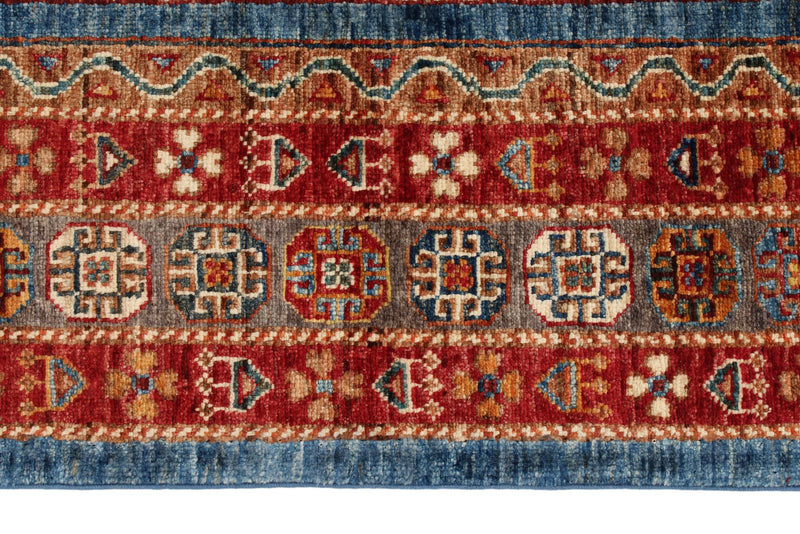 5x7 Multicolor and Blue Turkish Tribal Rug