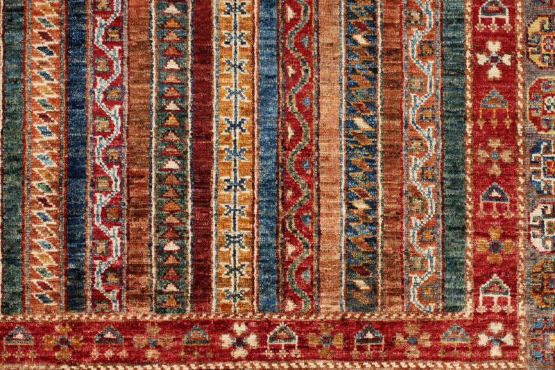 5x7 Multicolor and Blue Turkish Tribal Rug