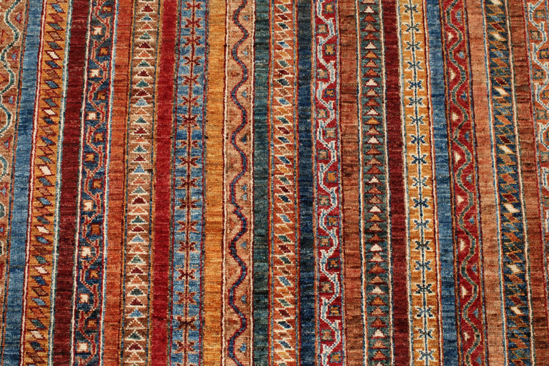 5x7 Multicolor and Blue Turkish Tribal Rug