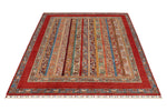 5x7 Red and Multicolor Turkish Tribal Rug