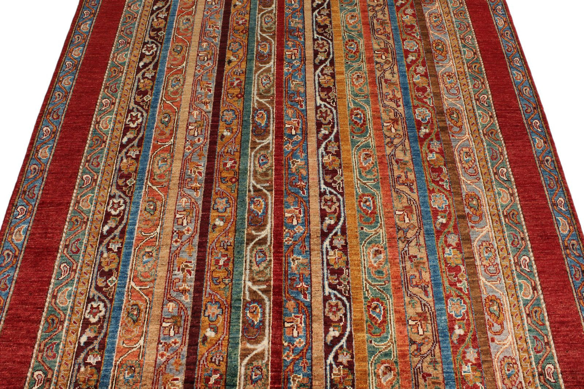 5x7 Red and Multicolor Turkish Tribal Rug