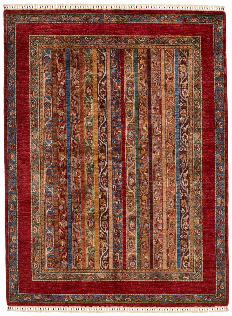 5x7 Red and Multicolor Turkish Tribal Rug