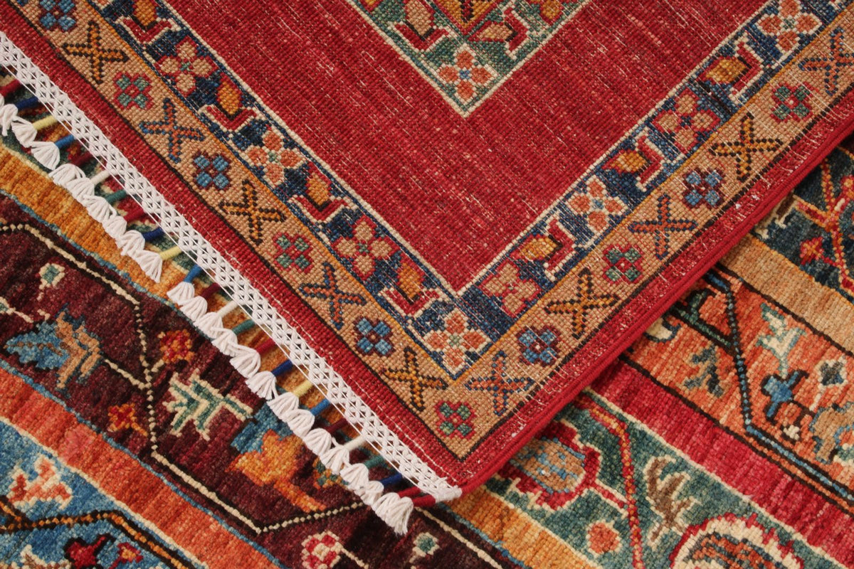 5x7 Red and Multicolor Turkish Tribal Rug