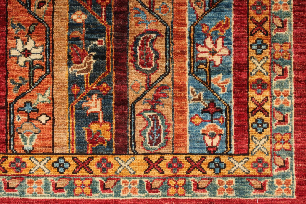 5x7 Red and Multicolor Turkish Tribal Rug