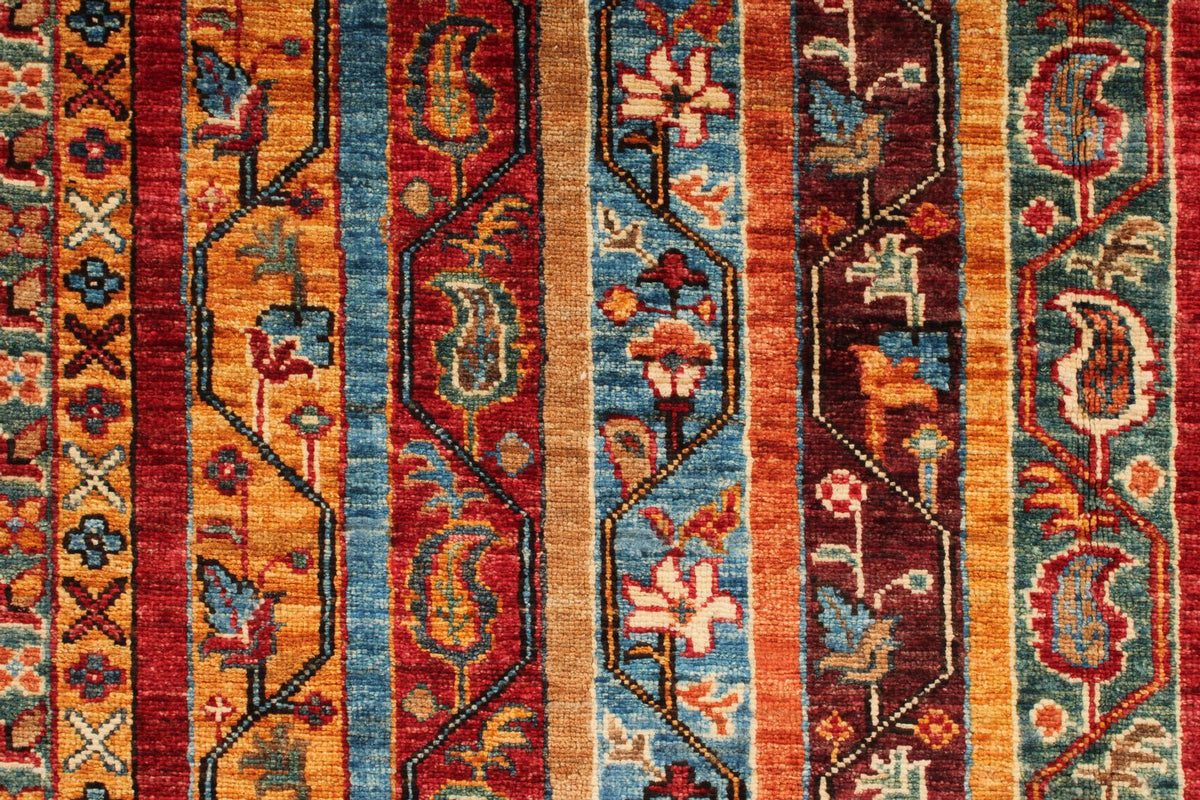 5x7 Red and Multicolor Turkish Tribal Rug
