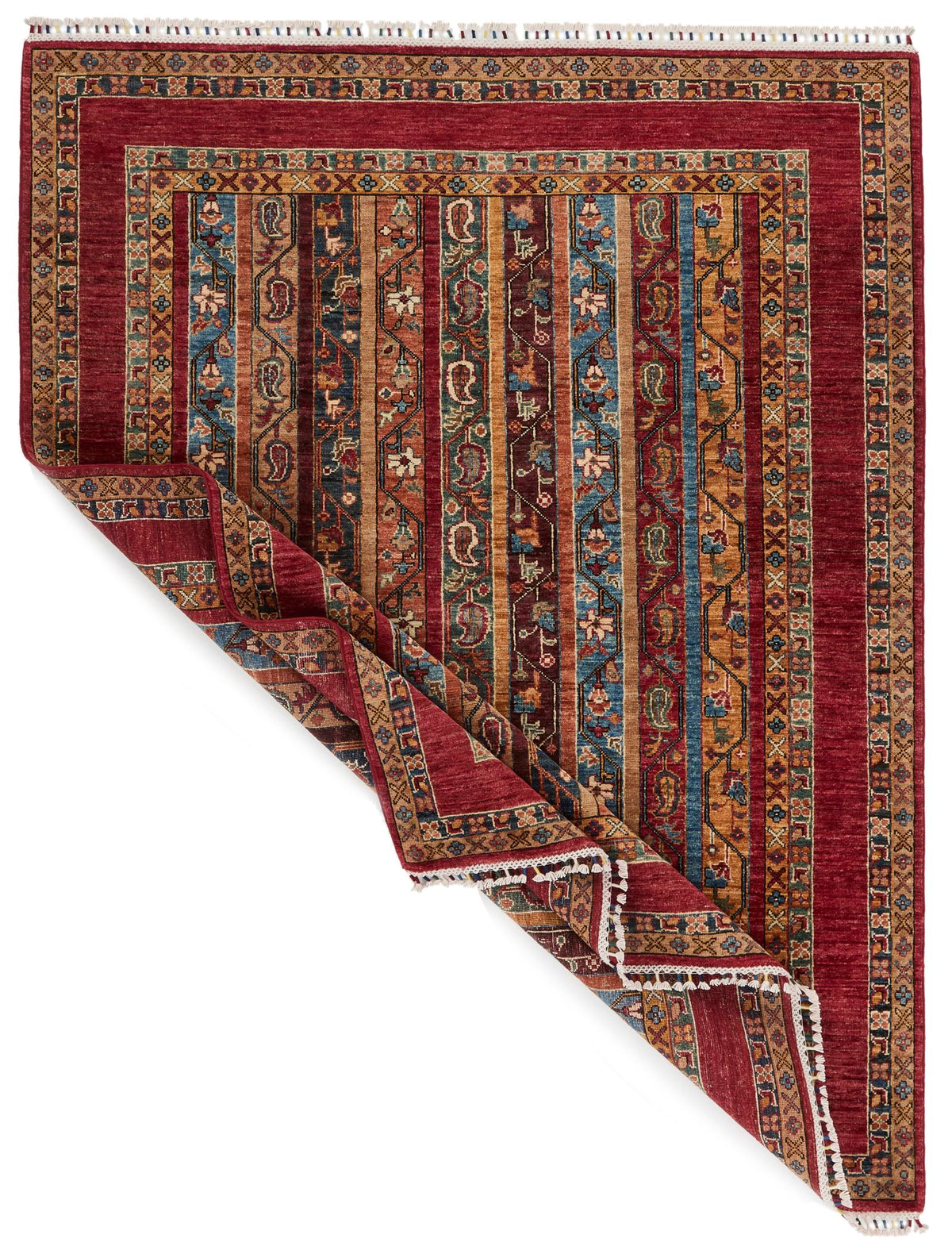 5x7 Red and Multicolor Turkish Tribal Rug