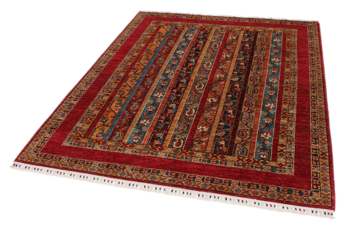 5x7 Red and Multicolor Turkish Tribal Rug