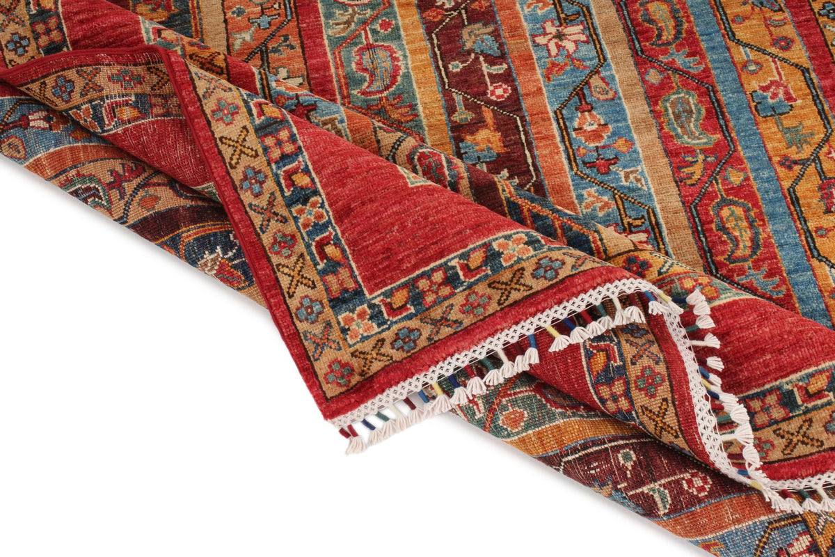 5x7 Red and Multicolor Turkish Tribal Rug