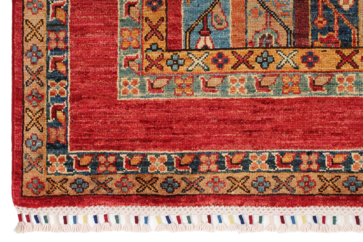 5x7 Red and Multicolor Turkish Tribal Rug
