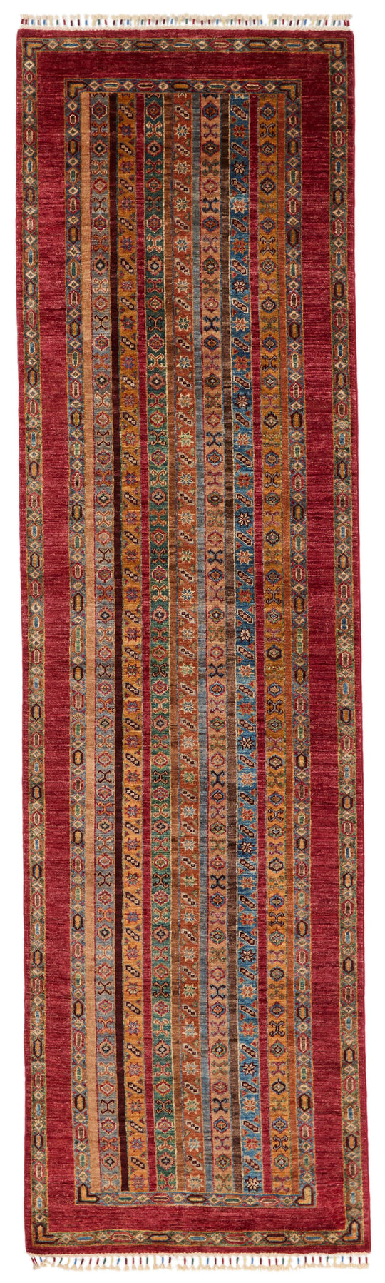 3x10 Multicolor and Red Turkish Tribal Runner