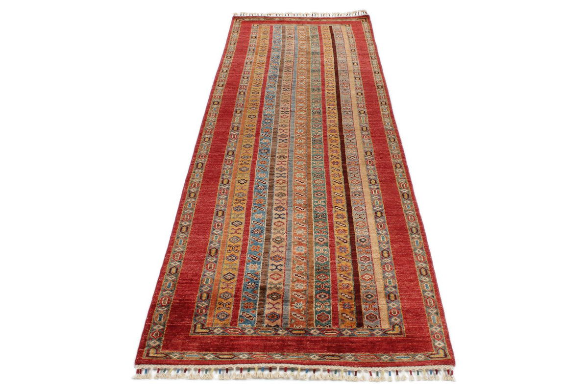 3x10 Multicolor and Red Turkish Tribal Runner