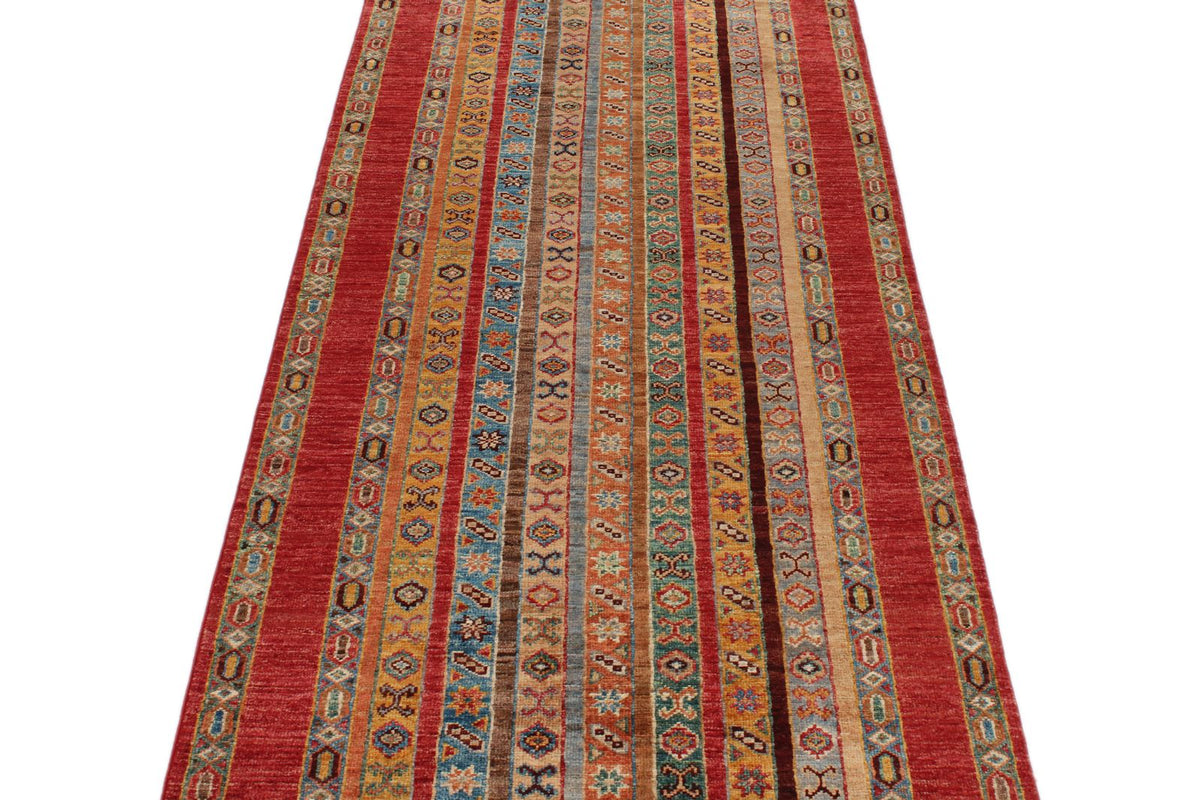 3x10 Multicolor and Red Turkish Tribal Runner