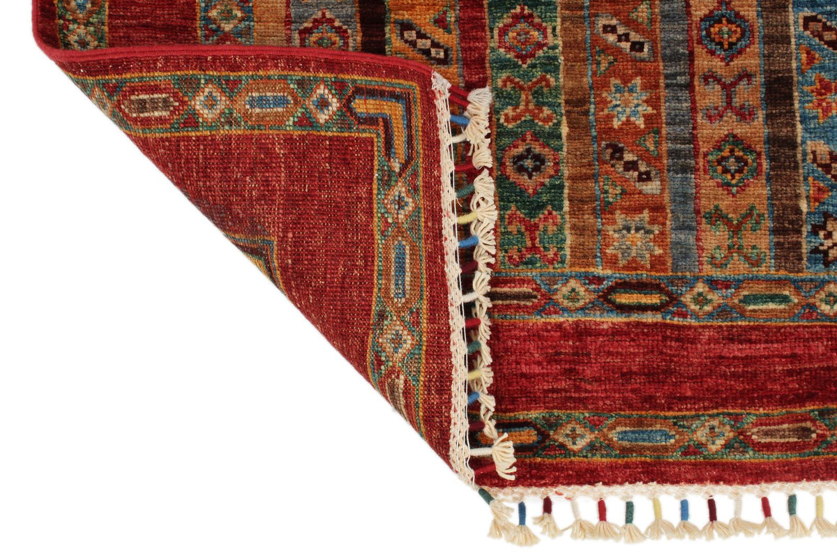 3x10 Multicolor and Red Turkish Tribal Runner