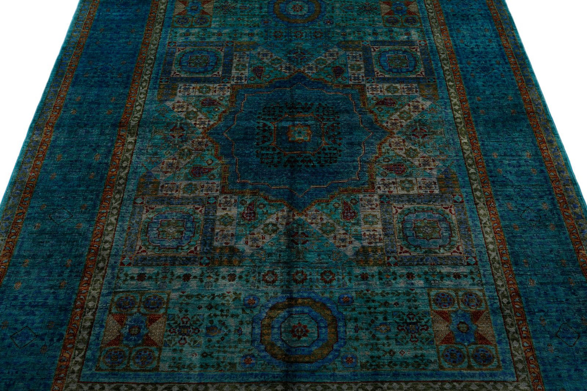 5x7 Blue Turkish Tribal Rug