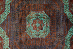 6x8 Rust and Blue Turkish Tribal Rug