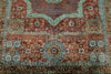 6x8 Rust and Blue Turkish Tribal Rug