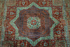 6x8 Rust and Blue Turkish Tribal Rug