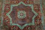 6x8 Rust and Blue Turkish Tribal Rug