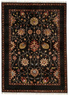 6x8 Dark Brown and Multicolor Turkish Tribal Rug
