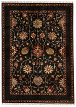 6x8 Dark Brown and Multicolor Turkish Tribal Rug