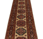 3x25 Ivory and Red Kazak Tribal Runner