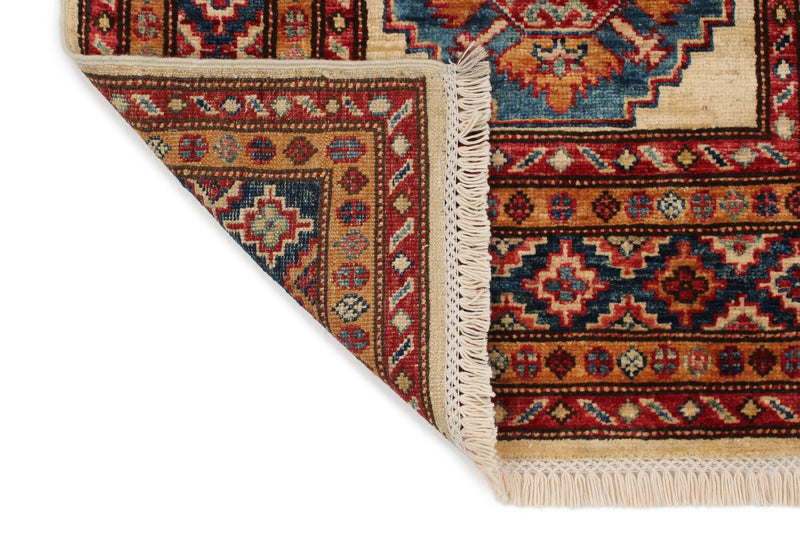 3x25 Ivory and Red Kazak Tribal Runner