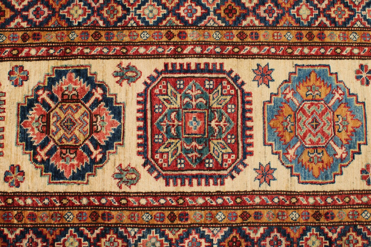 3x25 Ivory and Red Kazak Tribal Runner