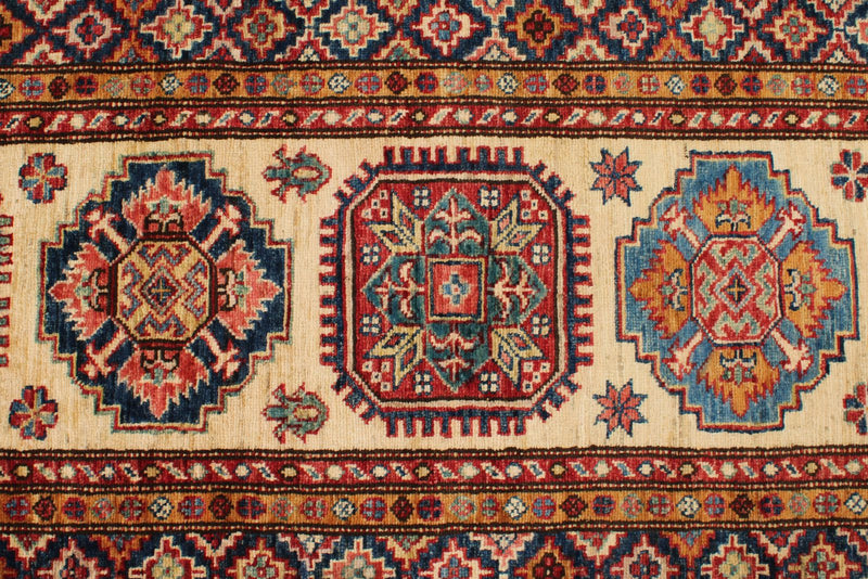 3x25 Ivory and Red Kazak Tribal Runner