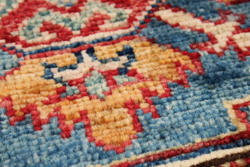 3x25 Ivory and Red Kazak Tribal Runner